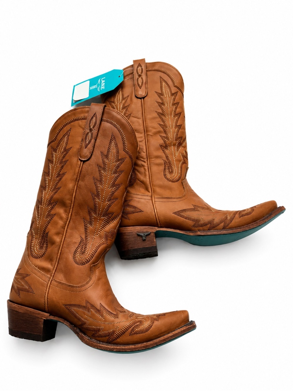LANE Burnt Caramel Leather Western Boots BNWT